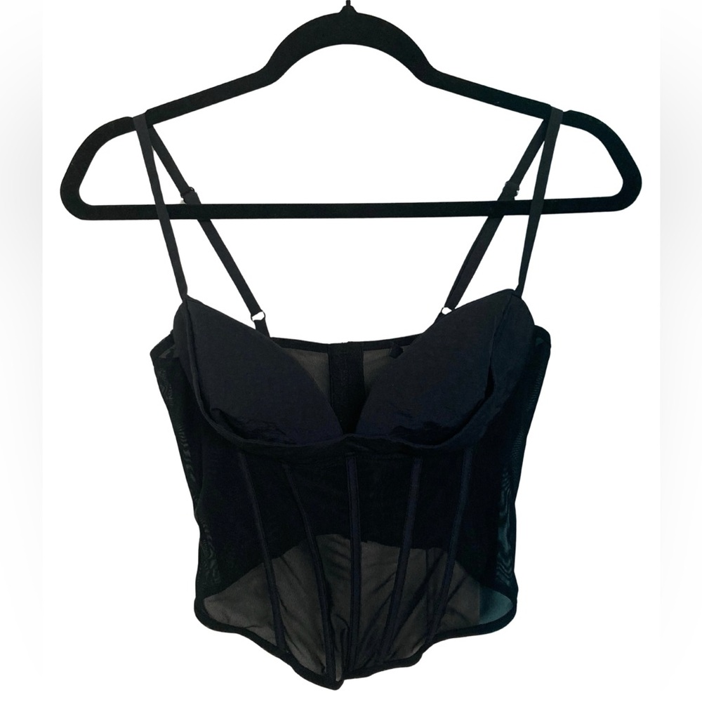 Black Sheer Sweetheart Cami Corset Size M